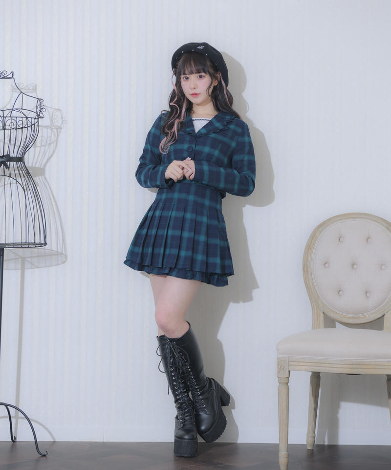 pium ハートフロッキープリーツスカート ブラック