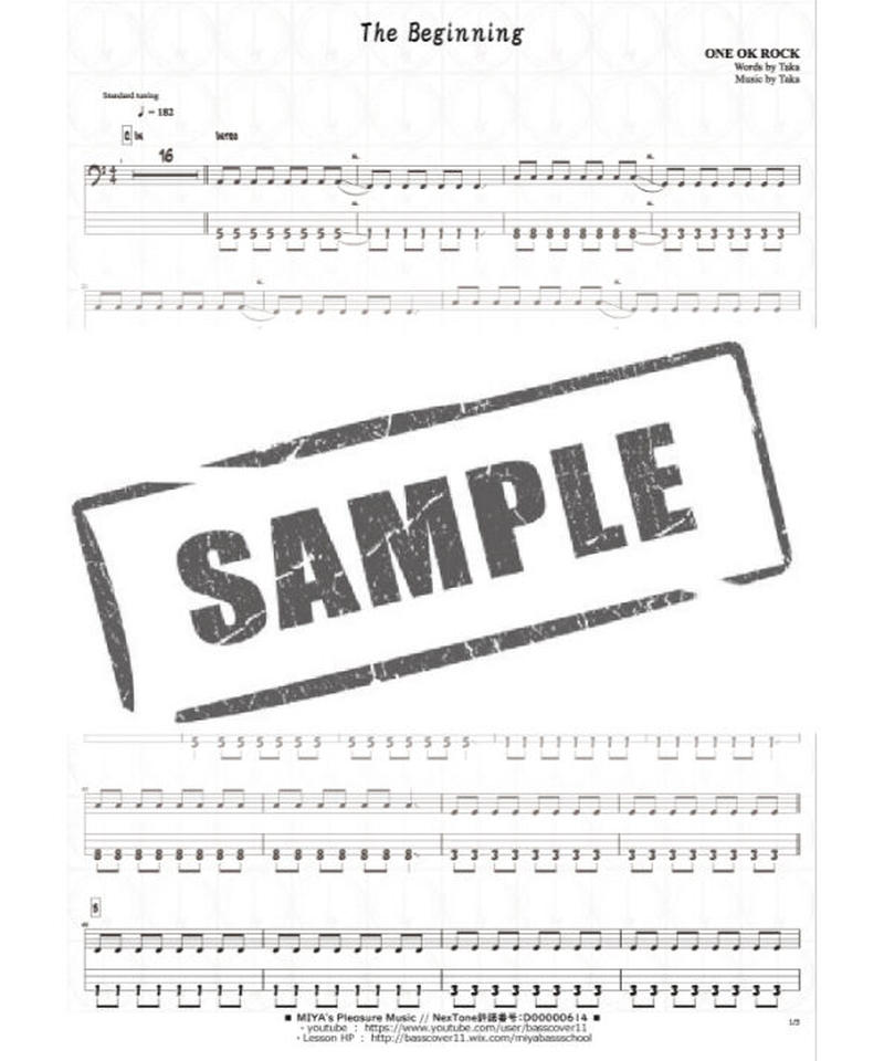 The Beginning One Ok Rock ベース 5線譜付 Tab譜 N P