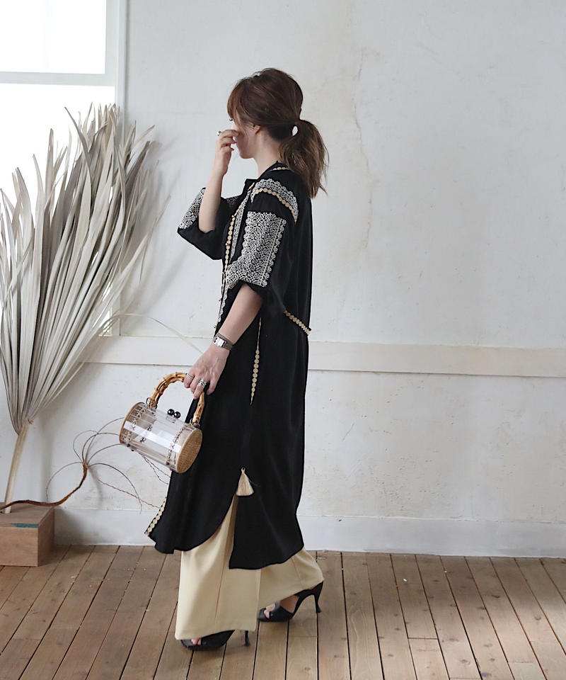 Original ビーズ刺繍ワンピース ブラック Make Ai