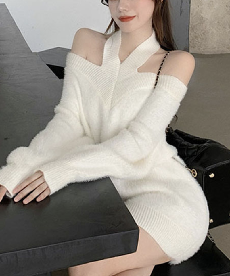 オフショルモヘアワンピース Randy