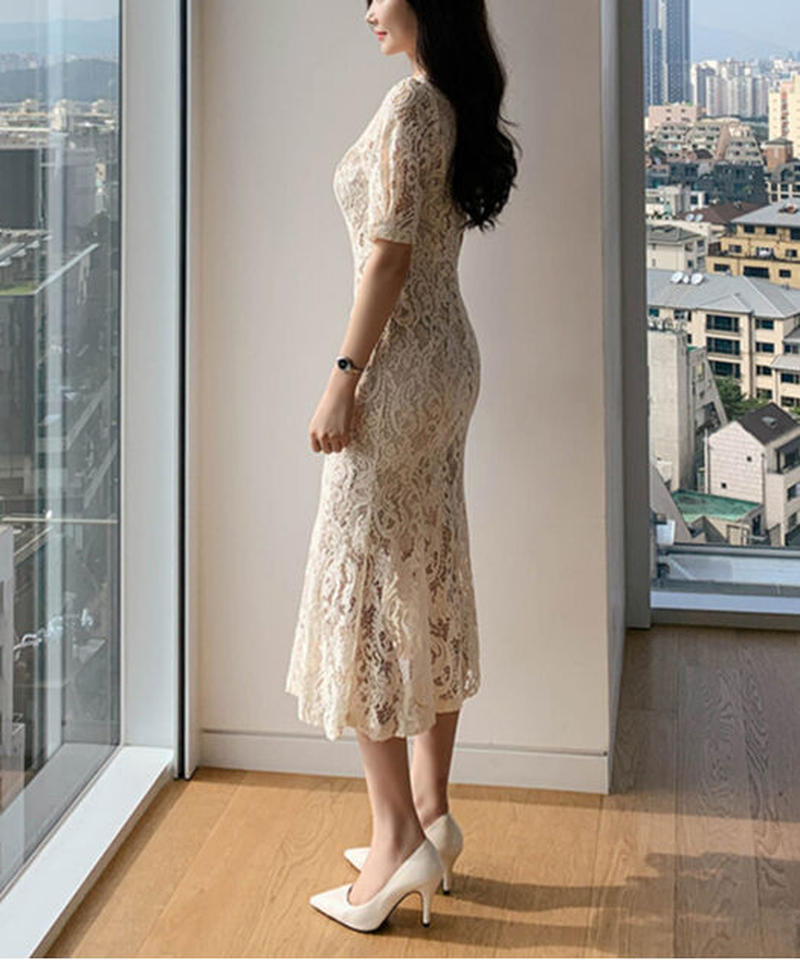 驚きの値段 Carolina U S A 白レースロングマーメイドワンピースドレス 在庫限りッ アウトレット Www Globaldentalcentre Org