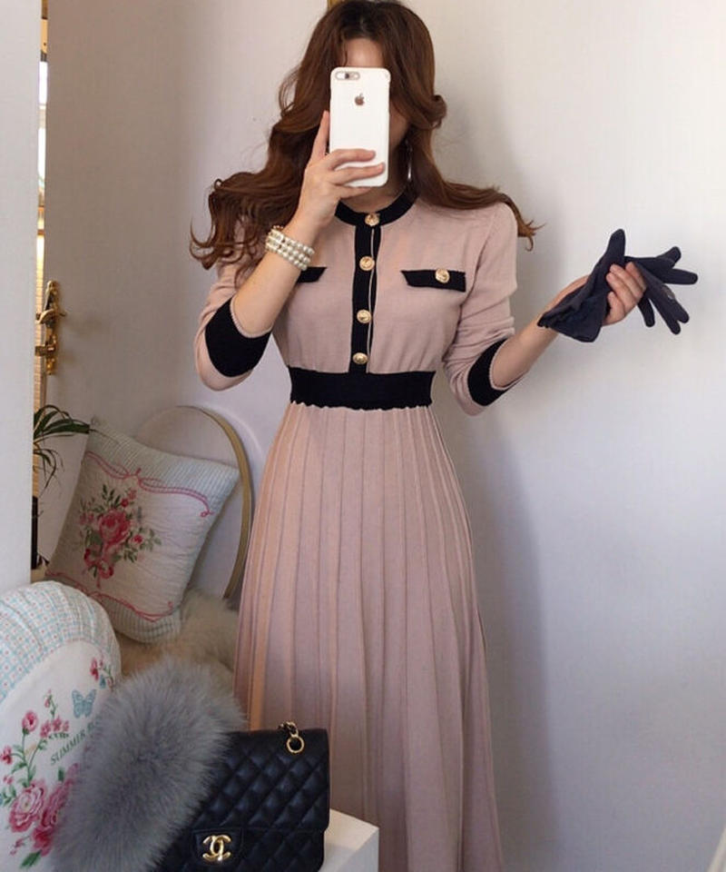 ニットプリーツワンピース Randy