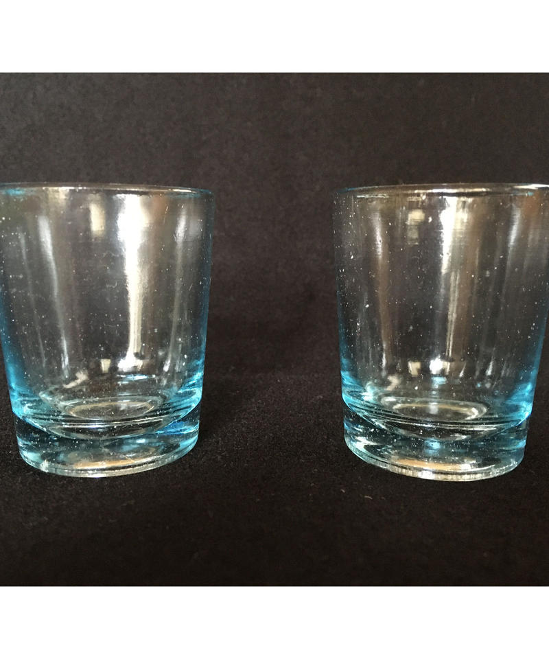 ショットグラス ブルーガラス気泡入り 昭和初期 れいゆぅる Rayures