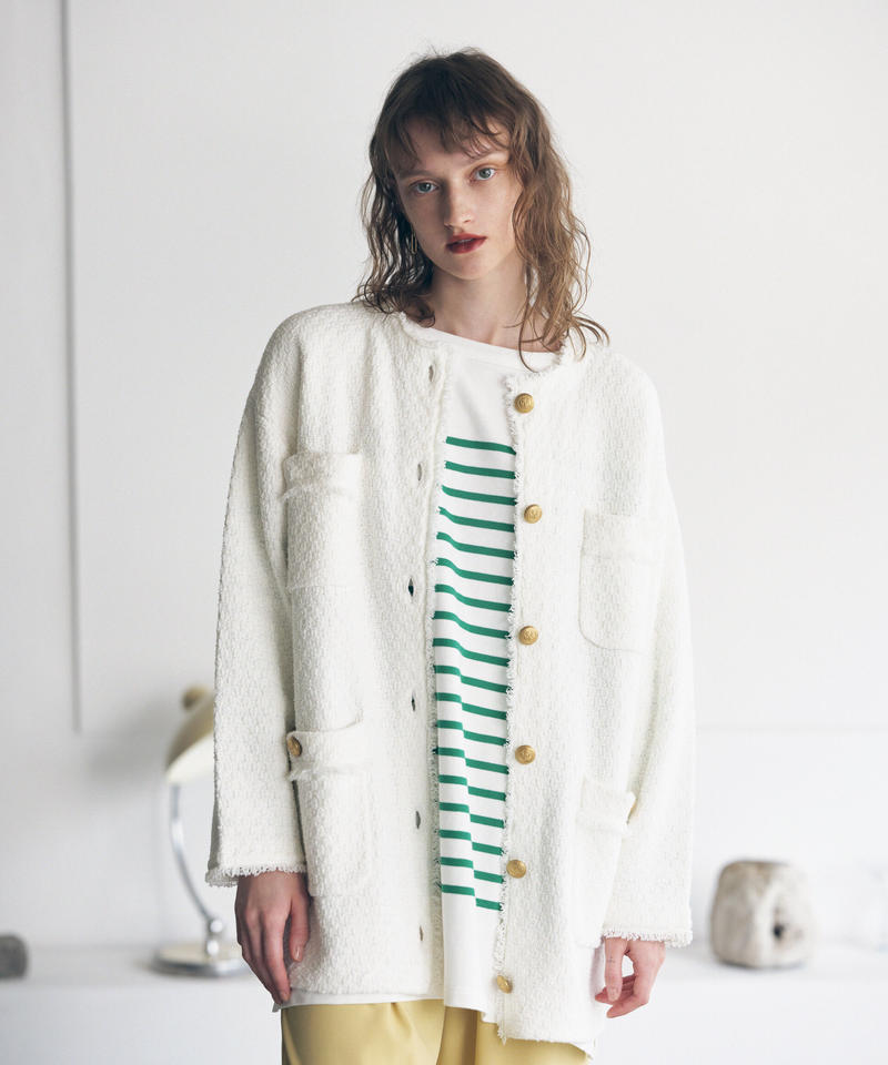 金ボタンフリンジニットジャケット Rocco 金ボタンフリンジニットジャケット Rocco