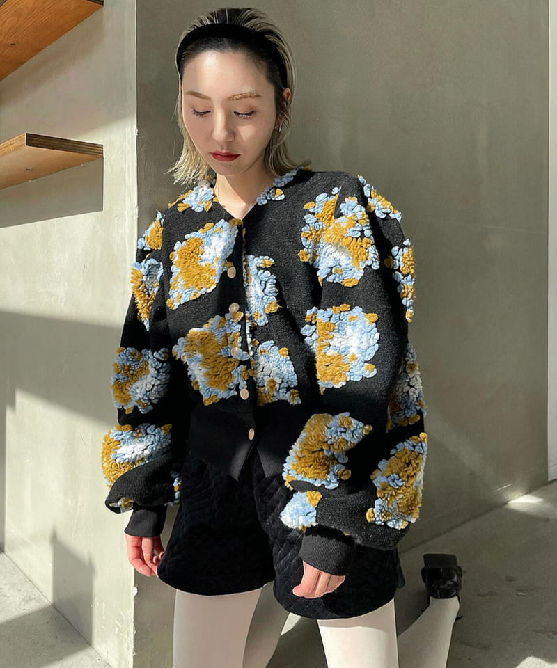 お歳暮 人気韓国ブランド Sinoon 花柄カーディガン ブラック 宅送 Sp Houyhnhnm Jp