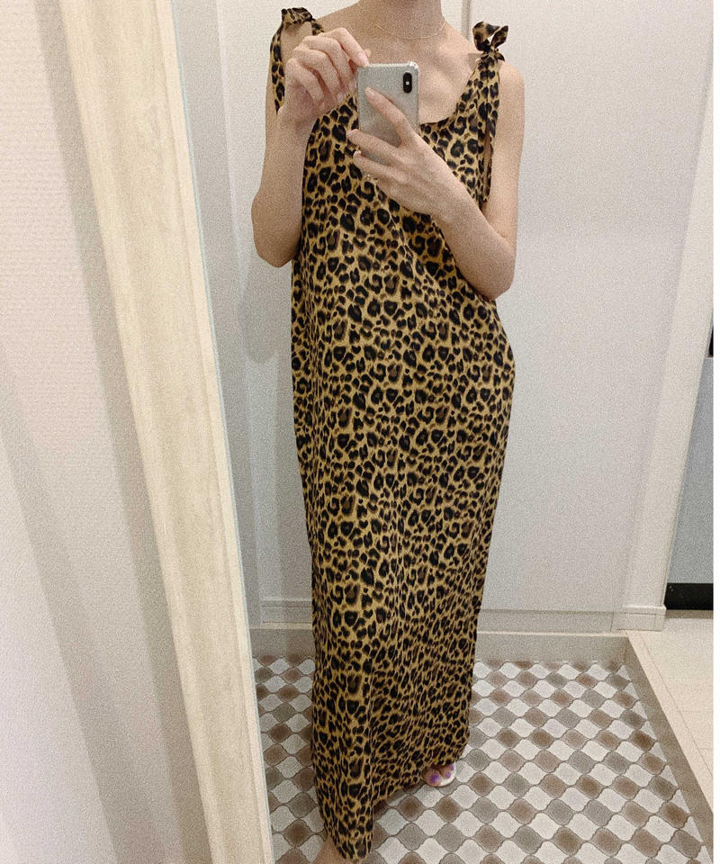 Li レオパードリボンワンピース Sollon