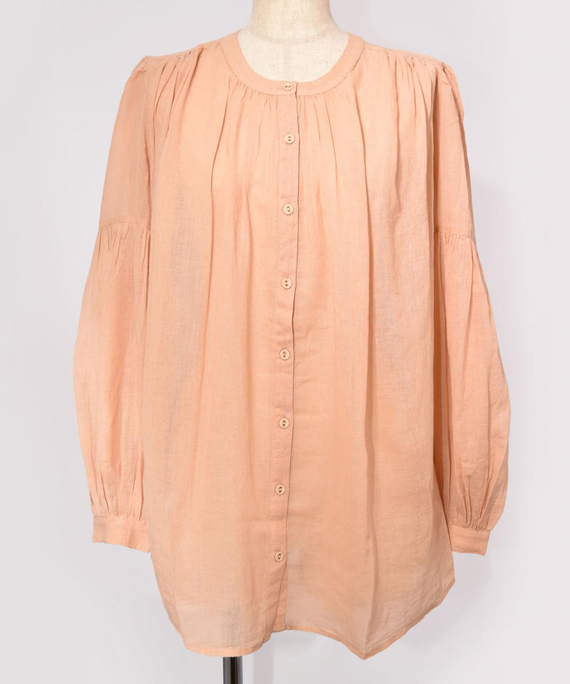 コットンガーゼ バルーンスリーブブラウス ピンクベージュ Quatre Coins