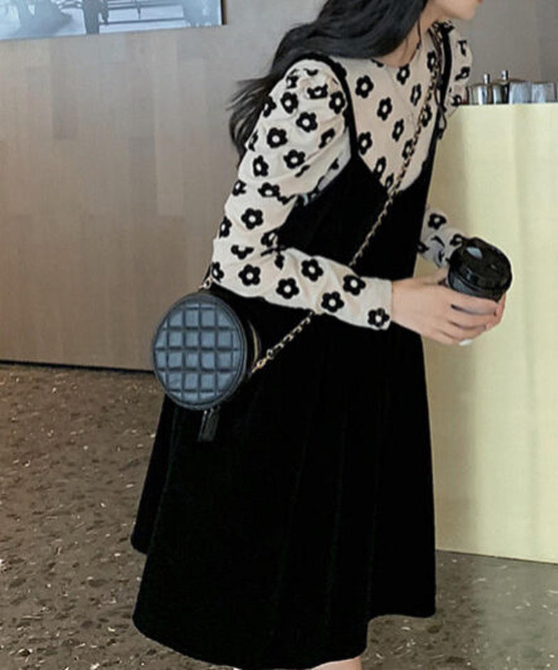 フラワープリントトップス ベロアワンピース2 Piece Set 774 Luce Popo