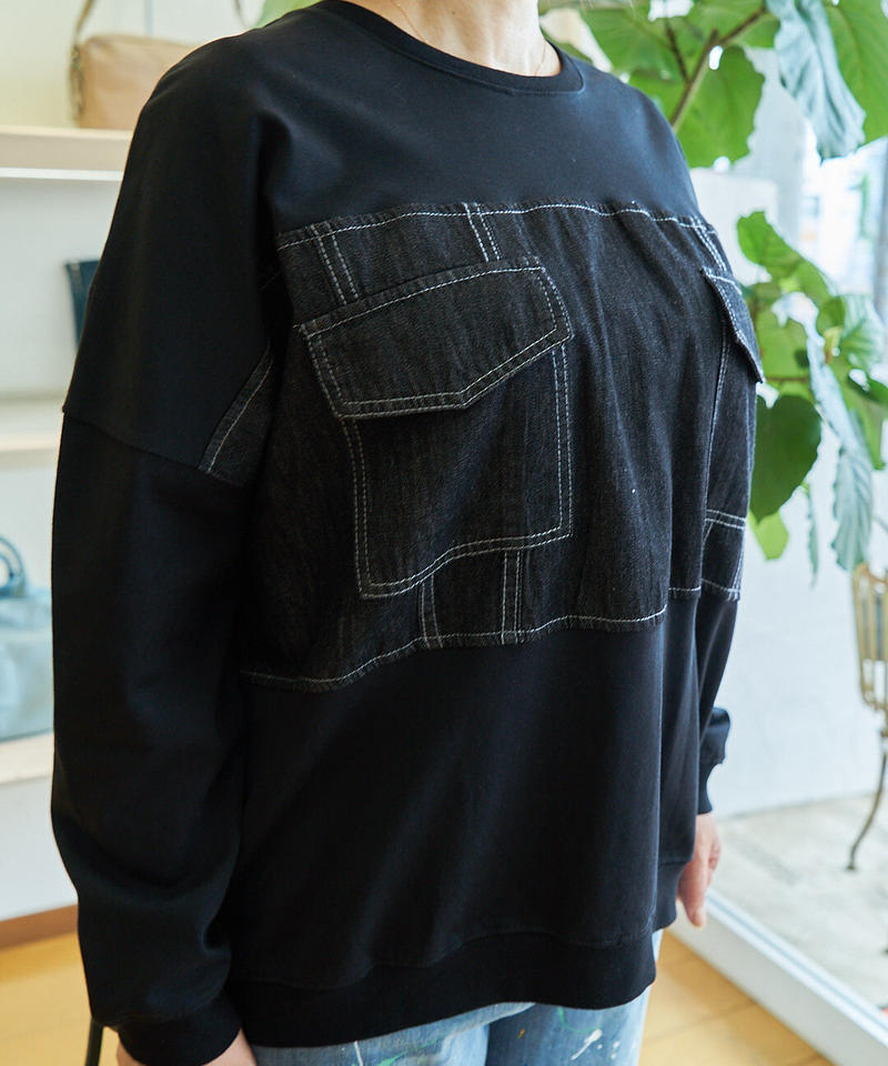 ミカーレミカーレ デニム素材 カットソープルオーバー サイズ フリー Mdf108tae