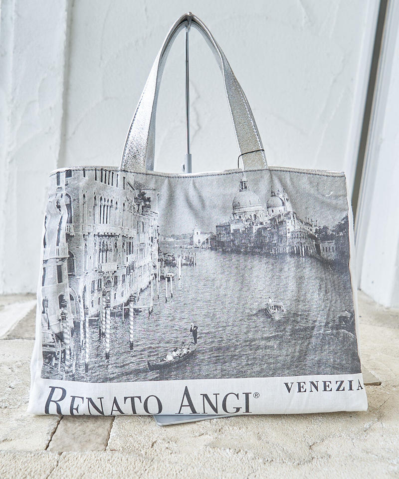 イタリア製 キャンパス地プリント トートバッグ 大 Take2