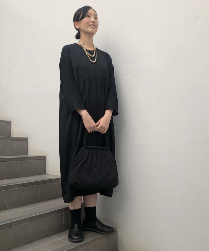 黒ギャバワンピース High Quality Gabardine No 413 Ta