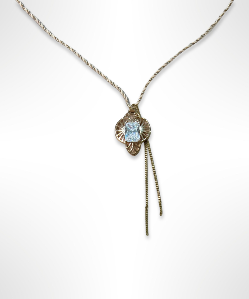 Zirconia & Pink gild ネックレス(ローズ紐) | ETTA