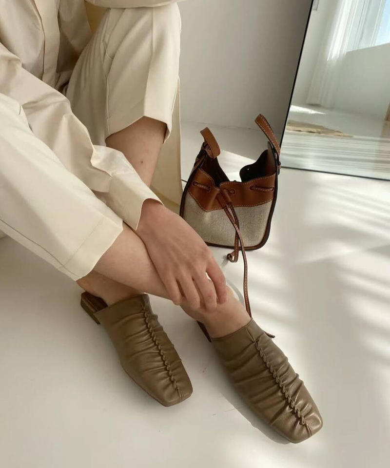 4 7入荷 21春夏 スクエアギャザーミュール 30 10 Tukn トゥク