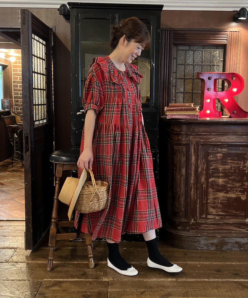 3l おとなのタータンチェックワンピース Yukiemon