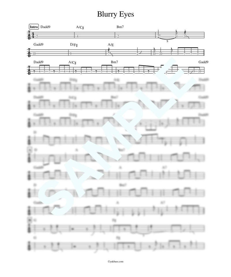 Blurry Eyes L Arc En Ciel ベース タブ譜 Bass Score