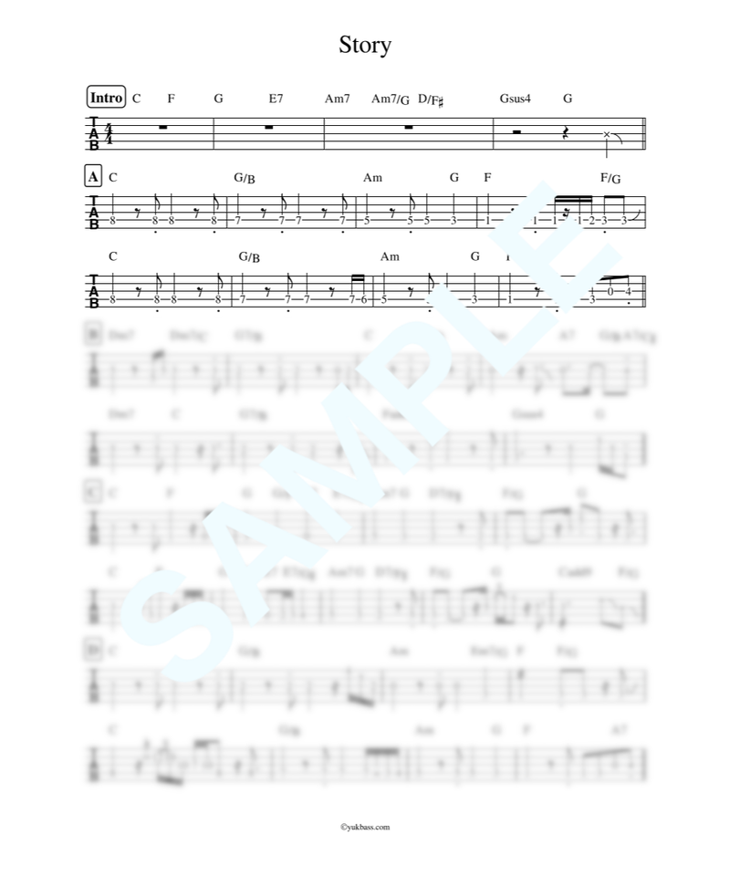 Story Ai ベース タブ譜 Bass Score