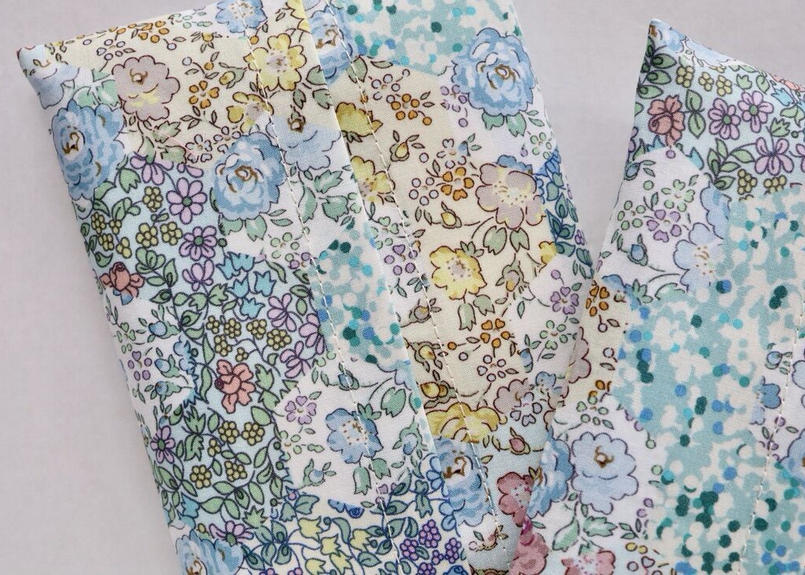 リバティティッシュケース ガーデンパッチワーク ブルー Amanda Mandy