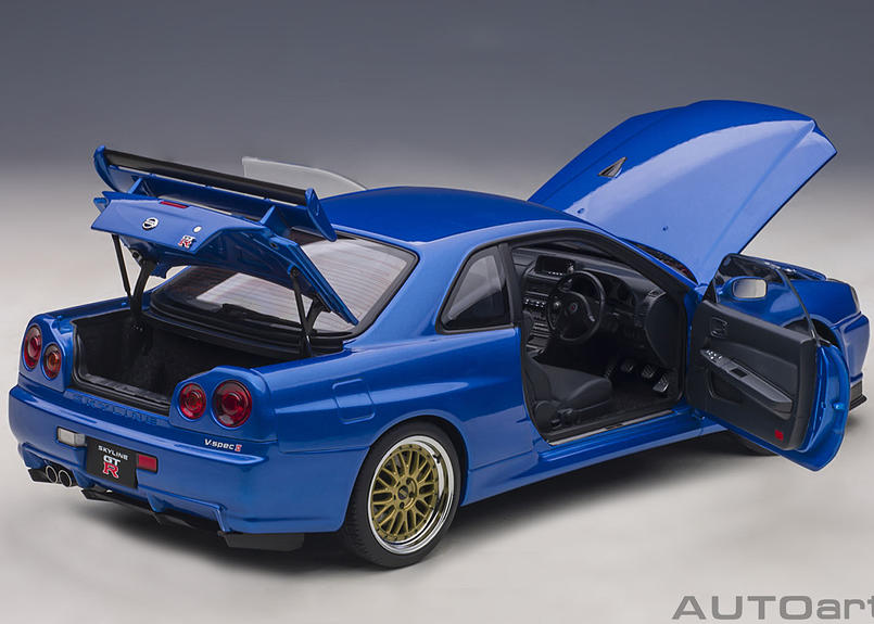 Ginger掲載商品 Gt R スカイライン 日産 1 18 オートアート R34 ベイサイドブルー Ii Vスペック 車 Williamsav Com