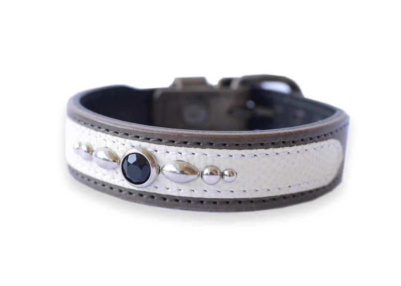 小型犬の首輪 グレー ホワイト のコピー ビバイドッツ 北海道美唄市の地域ブランド