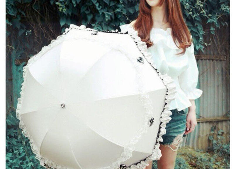 夏物最終セール Offプリンセス風おしゃれレディース 晴雨兼用3段折りたたみ傘 C