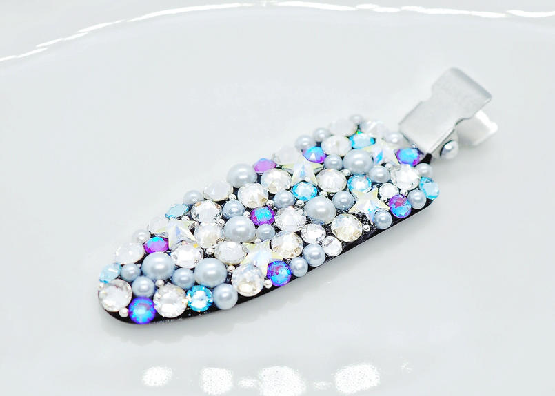 デコヘアクリップ ブルー系 ブラック スター Chan Tillante