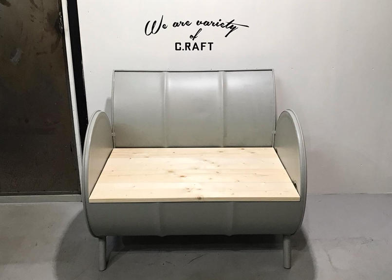 レッド ［ただいまSALE中！］ドラム缶ソファ ベンチ アメリカン