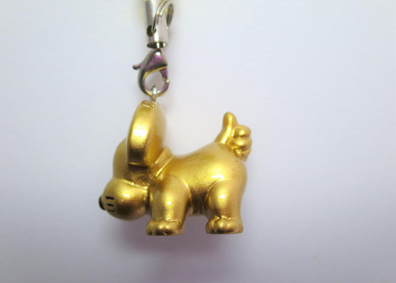 犬のちんちん ゴールド根付 まりもっこり With Kyowa