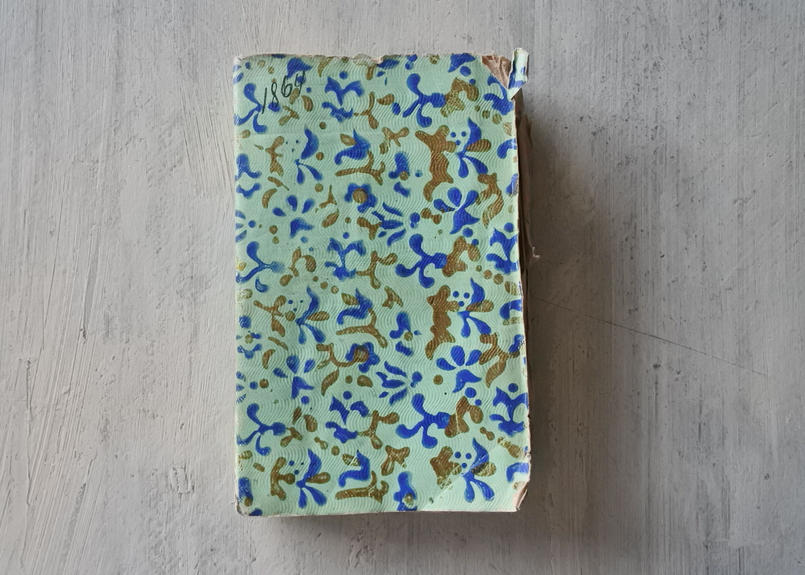 19世紀 ミニチュア本 年鑑 ブルー 1864年 dec 017 Grenie