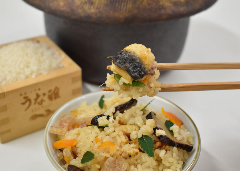 絶品 国産うなぎ炊き込みご飯の素 ２合分 とひつまぶし用刻みうなぎ 国産 の美里米 生米２合