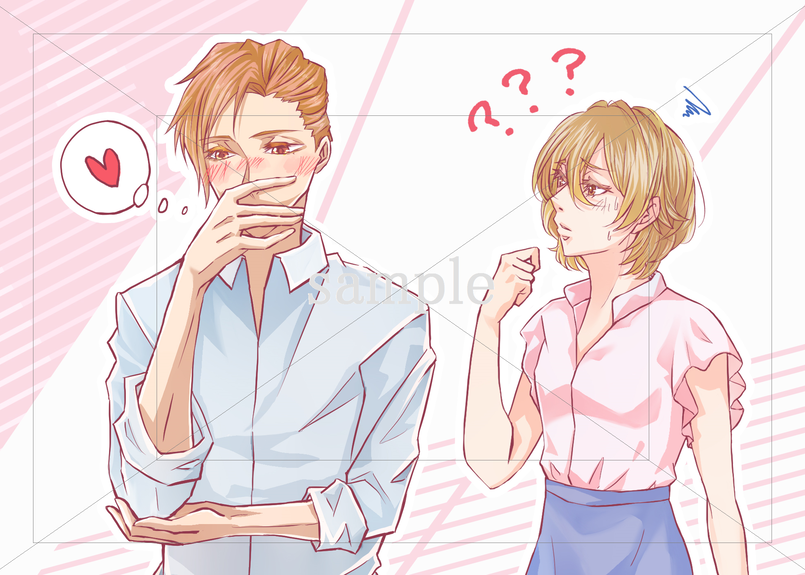 照れてしまって女性と目を合わせられない男性のイラスト素材 フォトとイラスト素材のフォトイラ