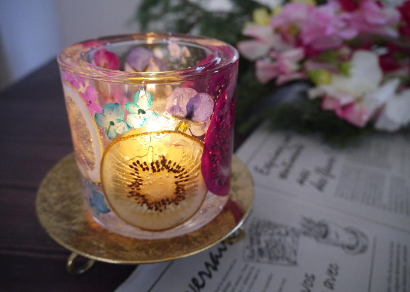 楽園キャンドルホルダー ビビットピンクに胸焦がす ドラゴンフルーツ はじまりはじまり堂