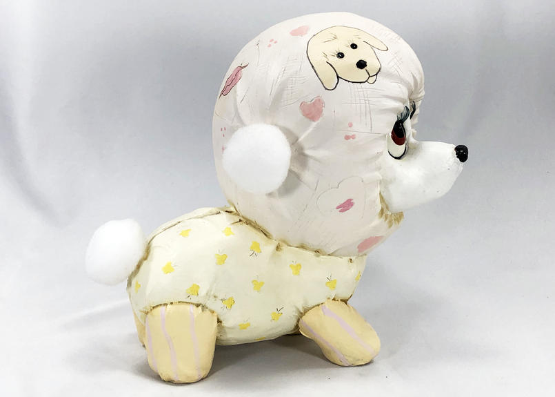樹脂製 パッチリおめめが可愛い動物シリーズ 赤ちゃんのような白い犬の貯金箱 置物 樹脂 動物