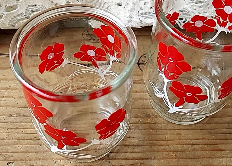 ワンカップ 硝子製瓶 赤い花 あんちーくkidan Store