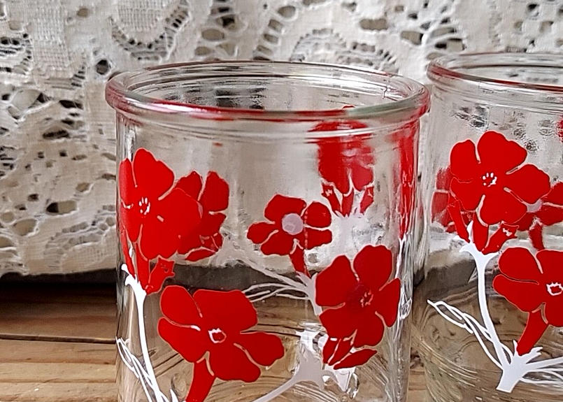 ワンカップ 硝子製瓶 赤い花 あんちーくkidan Store