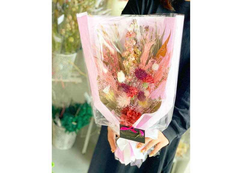 ドライフラワーブーケピンク系lサイズ Luce Botanix