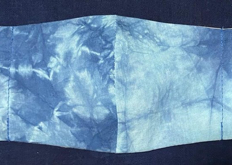 絞り染めマスク 水色 藍 柄ランダム Mサイズ 駿河藍染 増田あいぜん工房