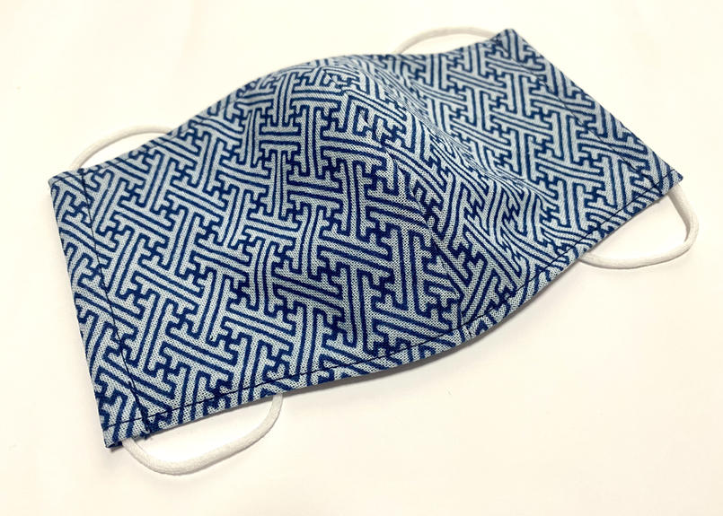 藍染マスク 紗綾形模様 M Lサイズ 駿河藍染 増田あいぜん工房