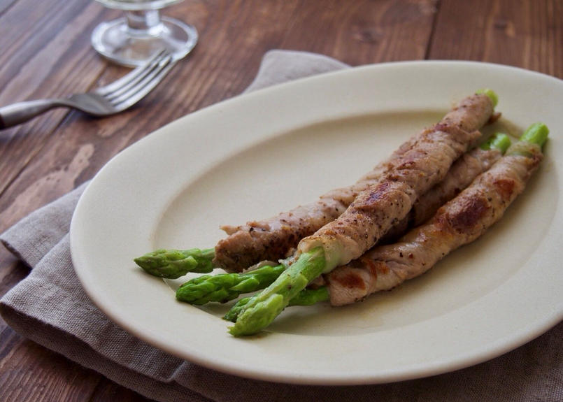 爽やかな夏採り 有機栽培のアスパラ 無添加ベーコン かしづく