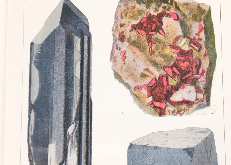 珍しい蛇腹式の鉱石図鑑 Vol 1 博物画 アンティーク 図版 宝石 クロモリトグラフ