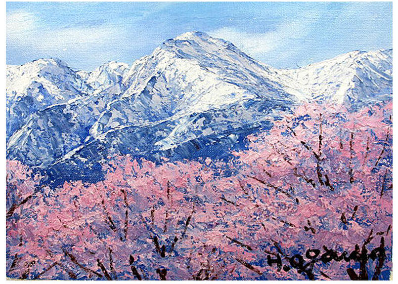 小川久雄 油彩「常念岳晄望」