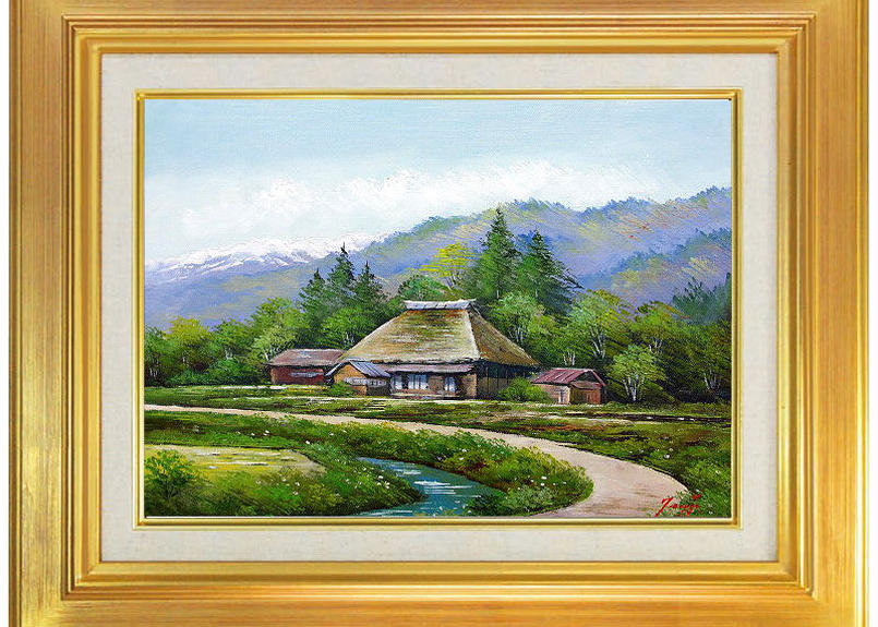 額縁　絵画油彩　Ｆ20号キャンバス　絵画　日本画　展覧会用　個展　美術品　ア-ト 油彩画 洋画 (油絵額縁付きで納品対応可) F20号 「三保の松原と