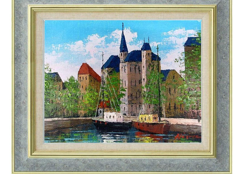 絵画 油絵 ヨーロッパの風景 古城 ロココ クラシック インテリア