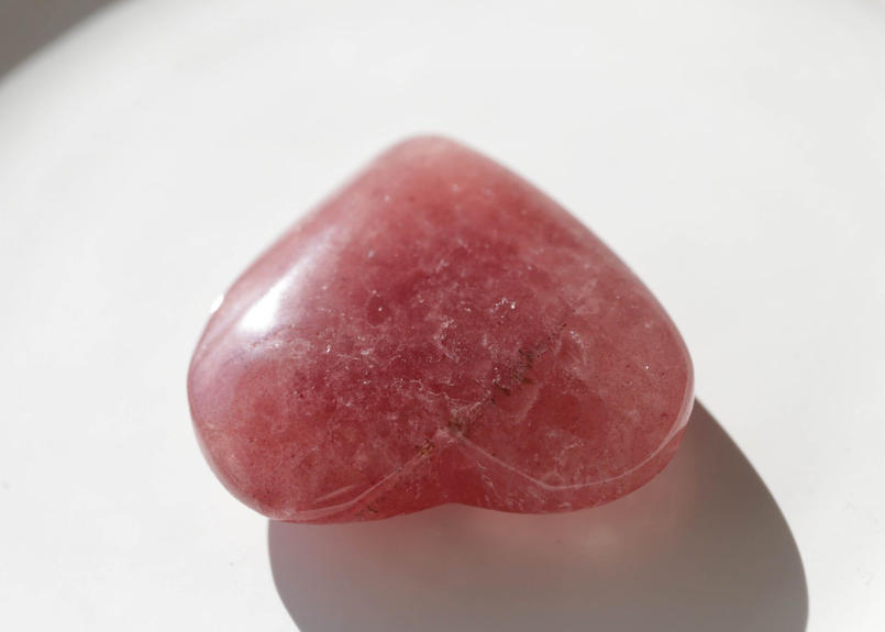 フラワープリント 天然石☆ビーズ ストロベリークォーツ ハート 257