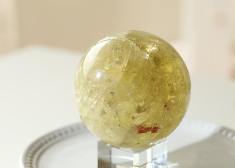 売れ筋介護用品も！ 天然石 95㎜ 美麗高品質 大サイズシトリンスフィア
