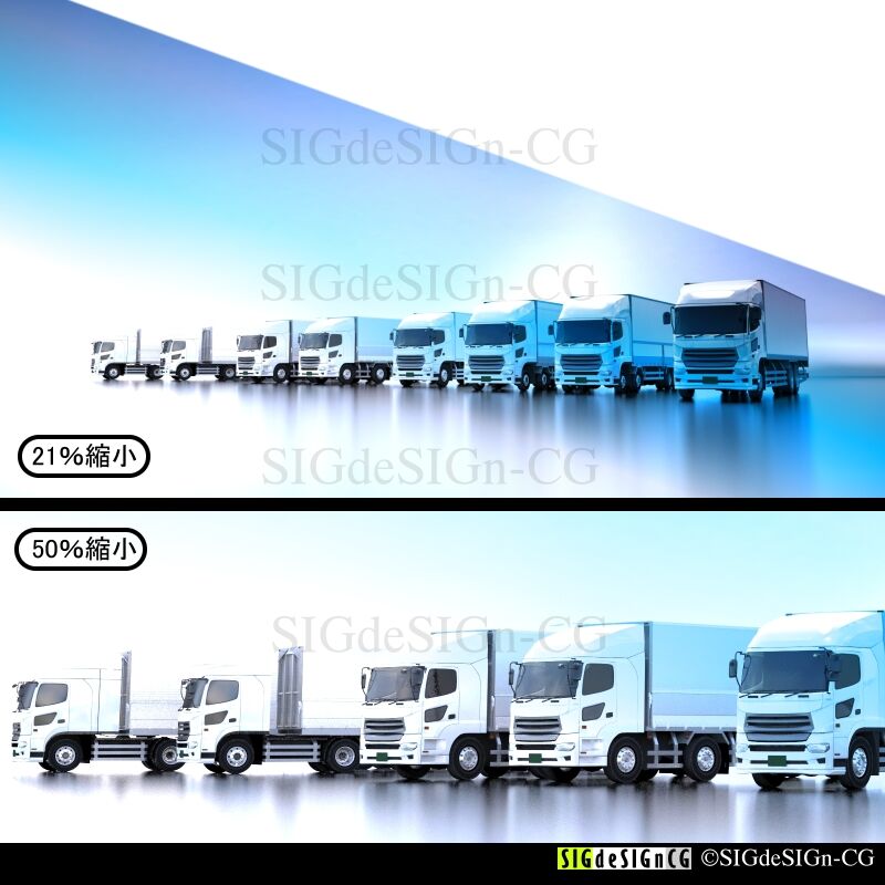 大型貨物トラック群横並びセット-1 CGイラスト4K 3案アレンジ 全3枚zip圧縮