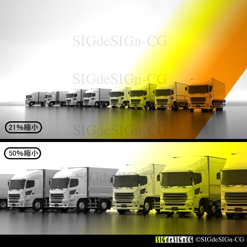 大型貨物トラック群横並びセット-1 CGイラスト4K 3案アレンジ 全3枚zip圧縮